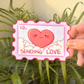 Stamp-Shaped Postcard Sending Love