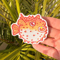 Holographic Pufferfish Sticker