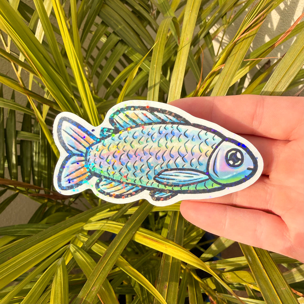 Holographic Rainbow Fish Sticker