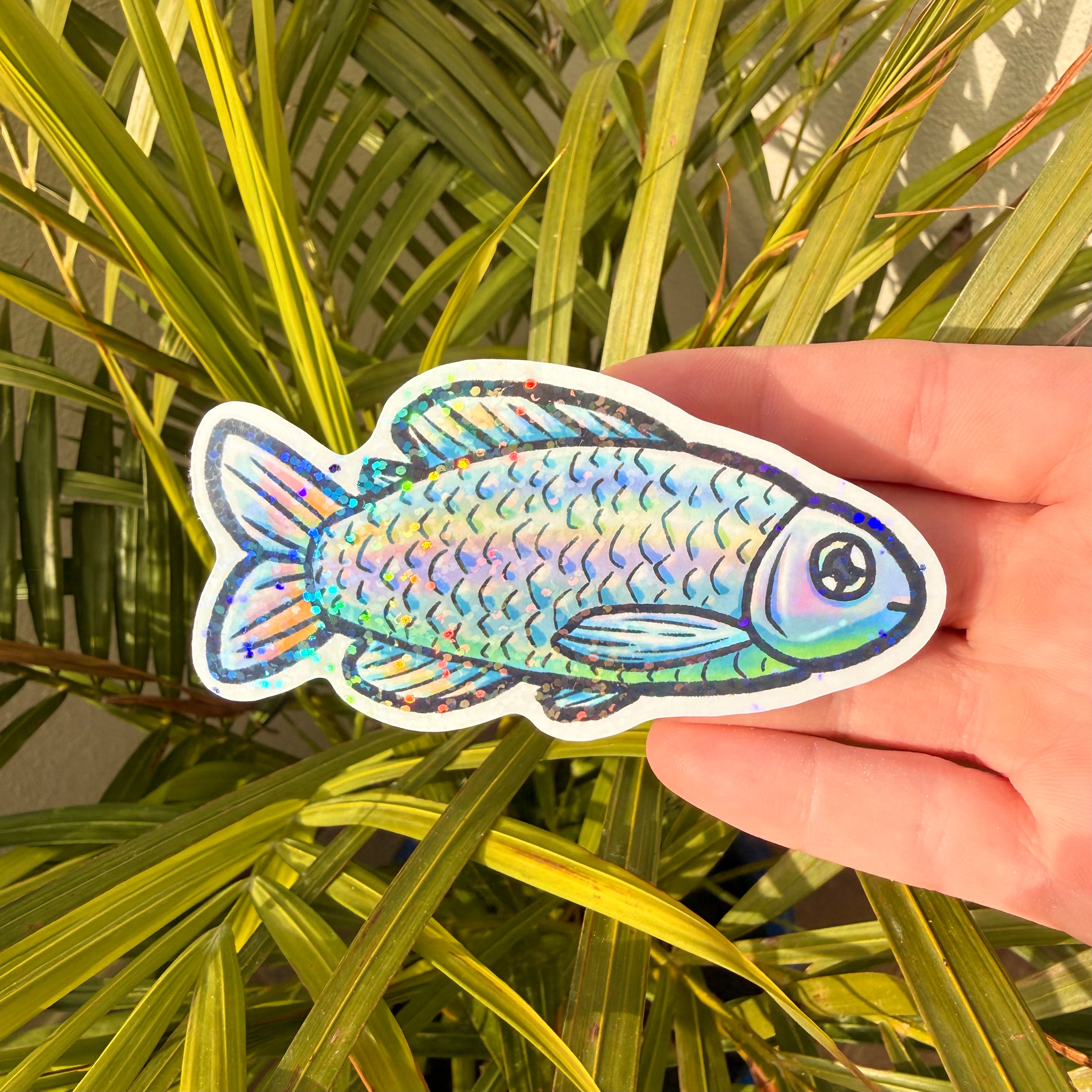 Holographic Rainbow Fish Sticker