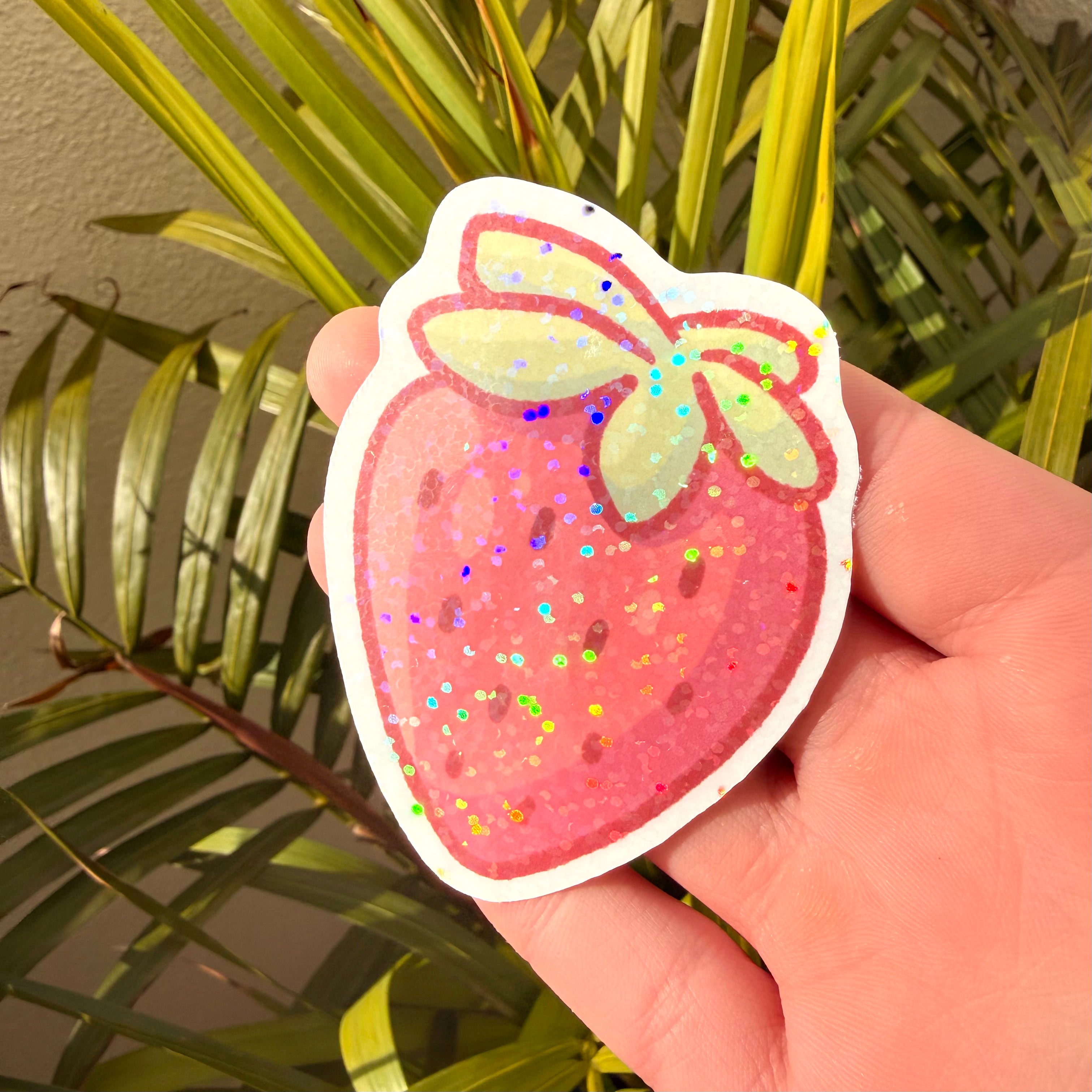 Holographic Strawberry Sticker