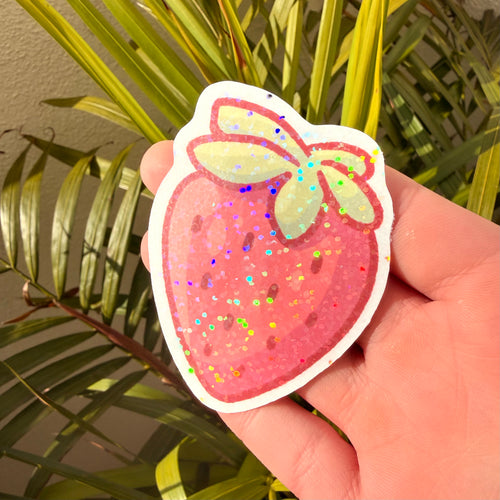 Holographic Strawberry Sticker