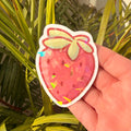 Holographic Strawberry Sticker