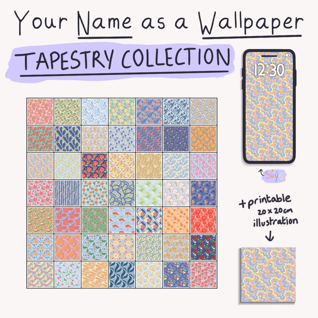 Tapestry Name Pattern - Wallpaper & Art Print