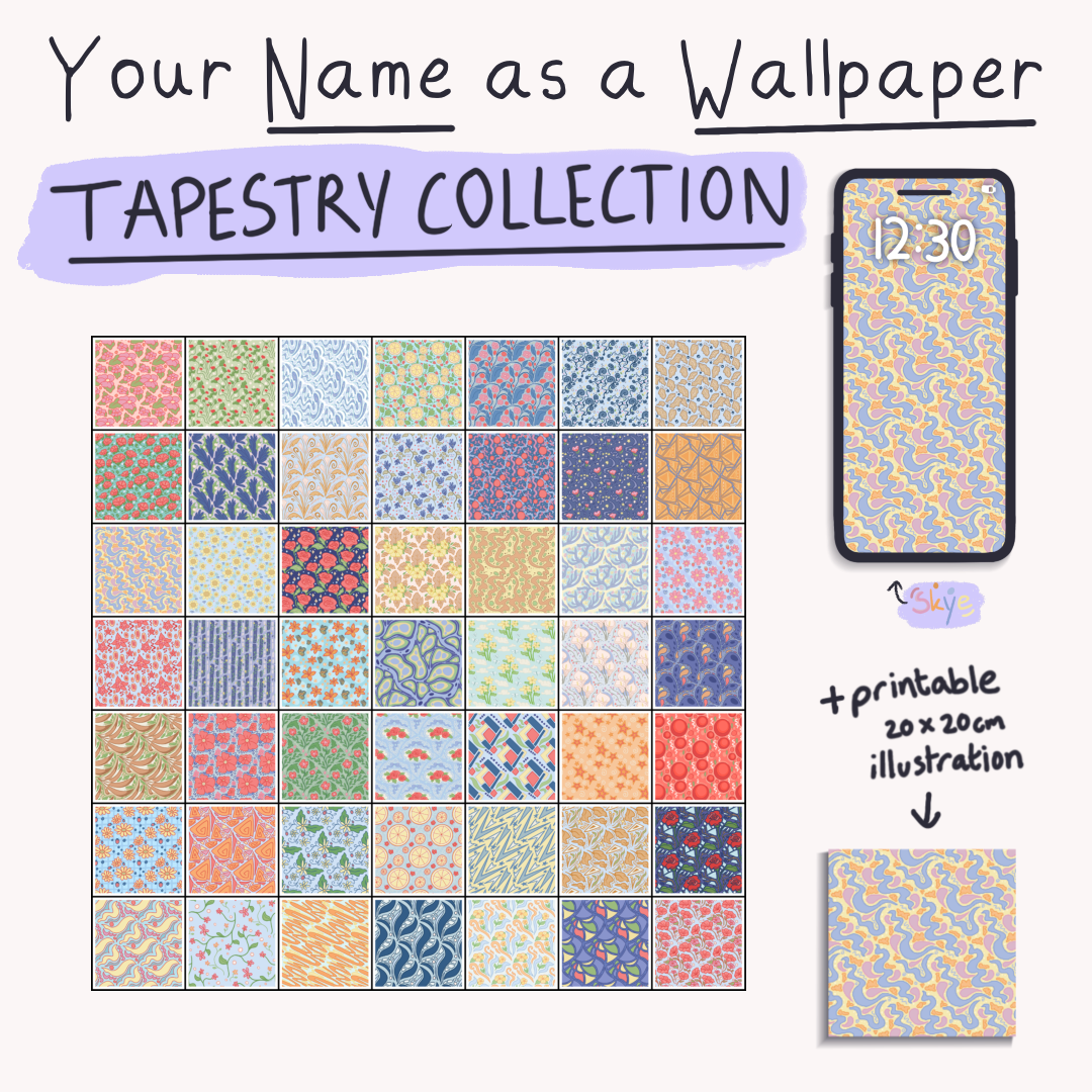 Tapestry Name Pattern - Wallpaper & Art Print