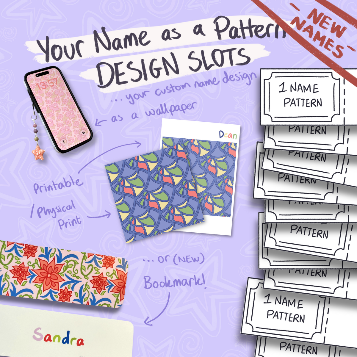 New Name Pattern Design - Wallpapers & Art Print (Made to Order)