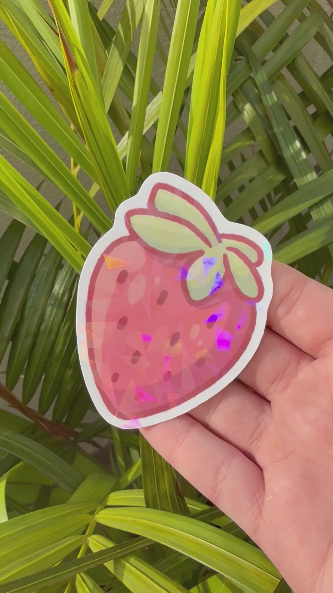 Holographic Strawberry Sticker