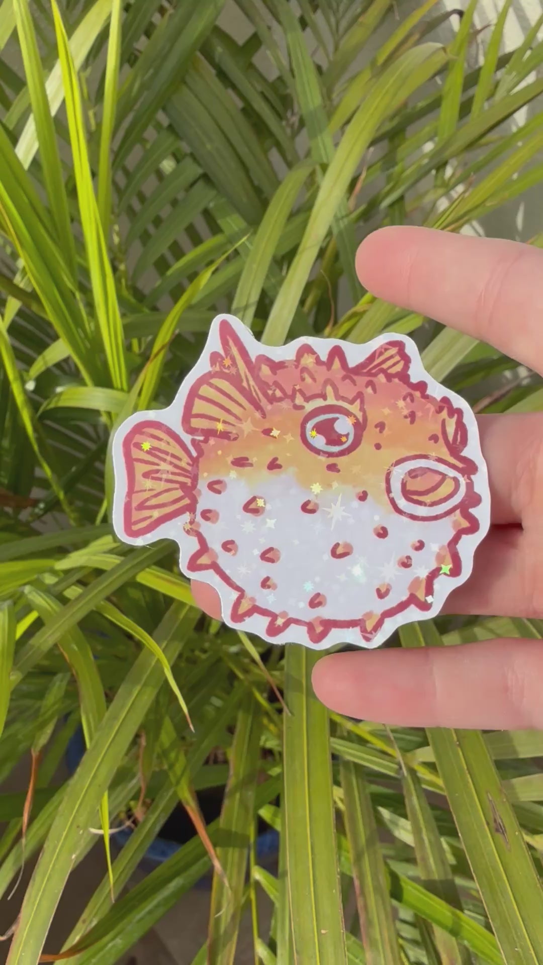 Holographic Pufferfish Sticker